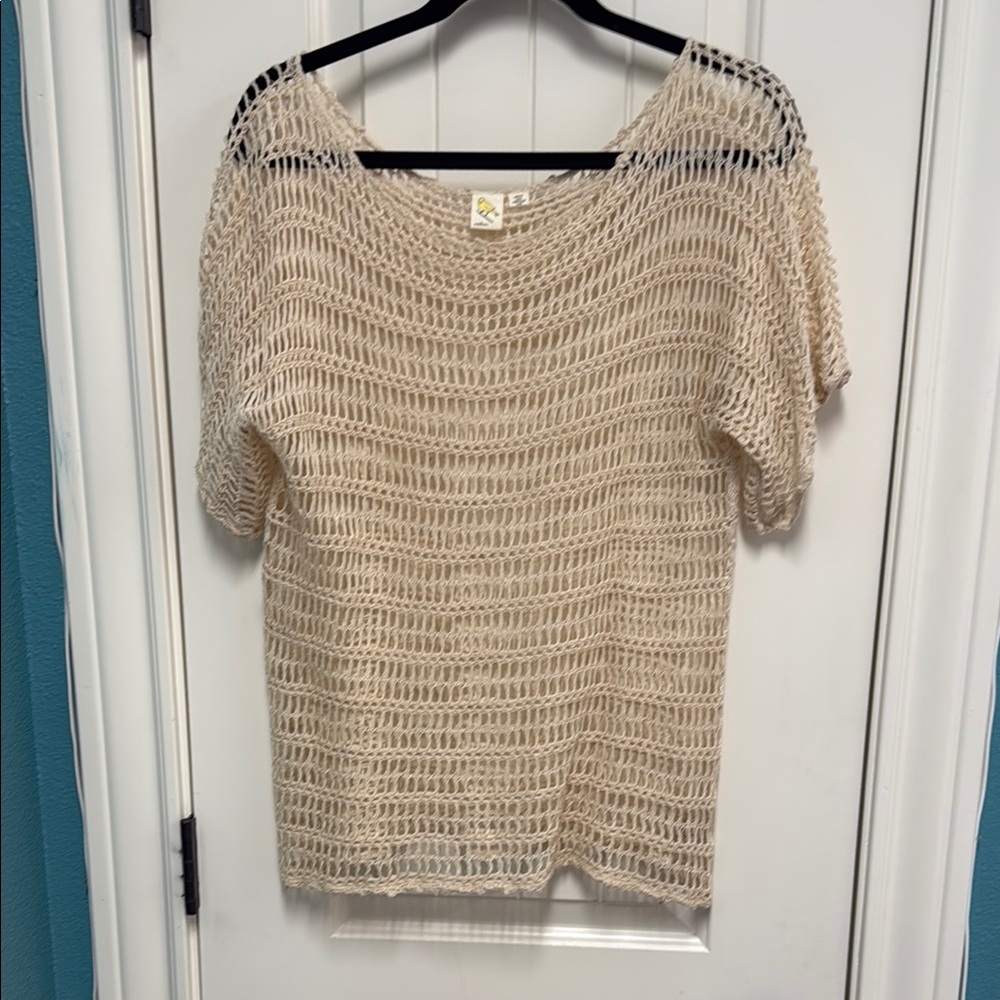 Cream Knit Short Sleeve Top from anthro